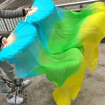 Оптовая продажа, 1 пара/2 шт., шелковые веера для восточных танцев, фата, цветные реквизиты для выступлений, шелковые веера для женщин/детей