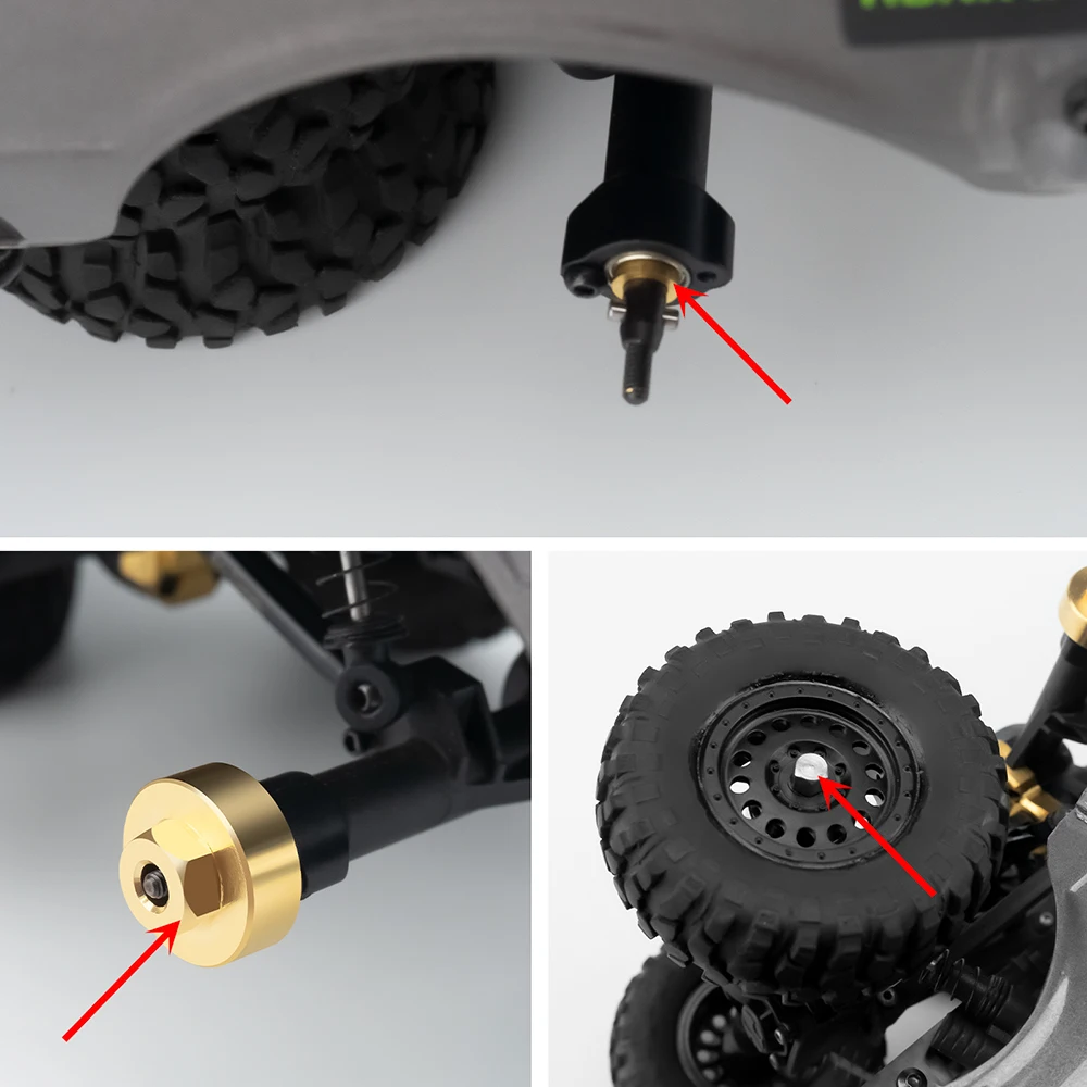 MIBIDAO Brass Wheel Hub Weights Counterweight for Axial SCX24 Deadbolt Chevrolet Wrangler Gladiator Bronco 1/24 RC Crawler Car