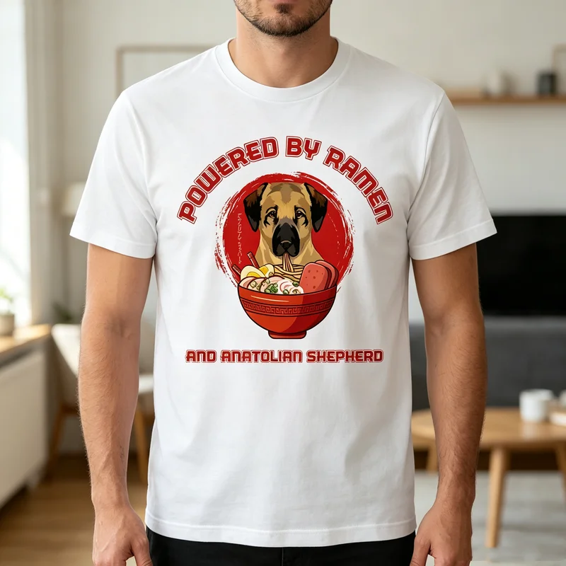 Vintage Anatolian Shepherd Ramen Tee Cute Dog Ramen Print Men Women Cotton Short Sleeve Trendy Streetwear Gift For Dog And Food