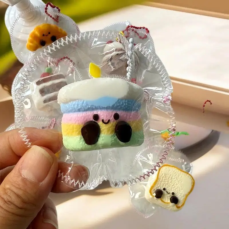 Encantador juguete simulado para apretar tostadas, divertido Mini artículos antiestrés de respuesta lenta de silicona de dibujos animados, regalos
