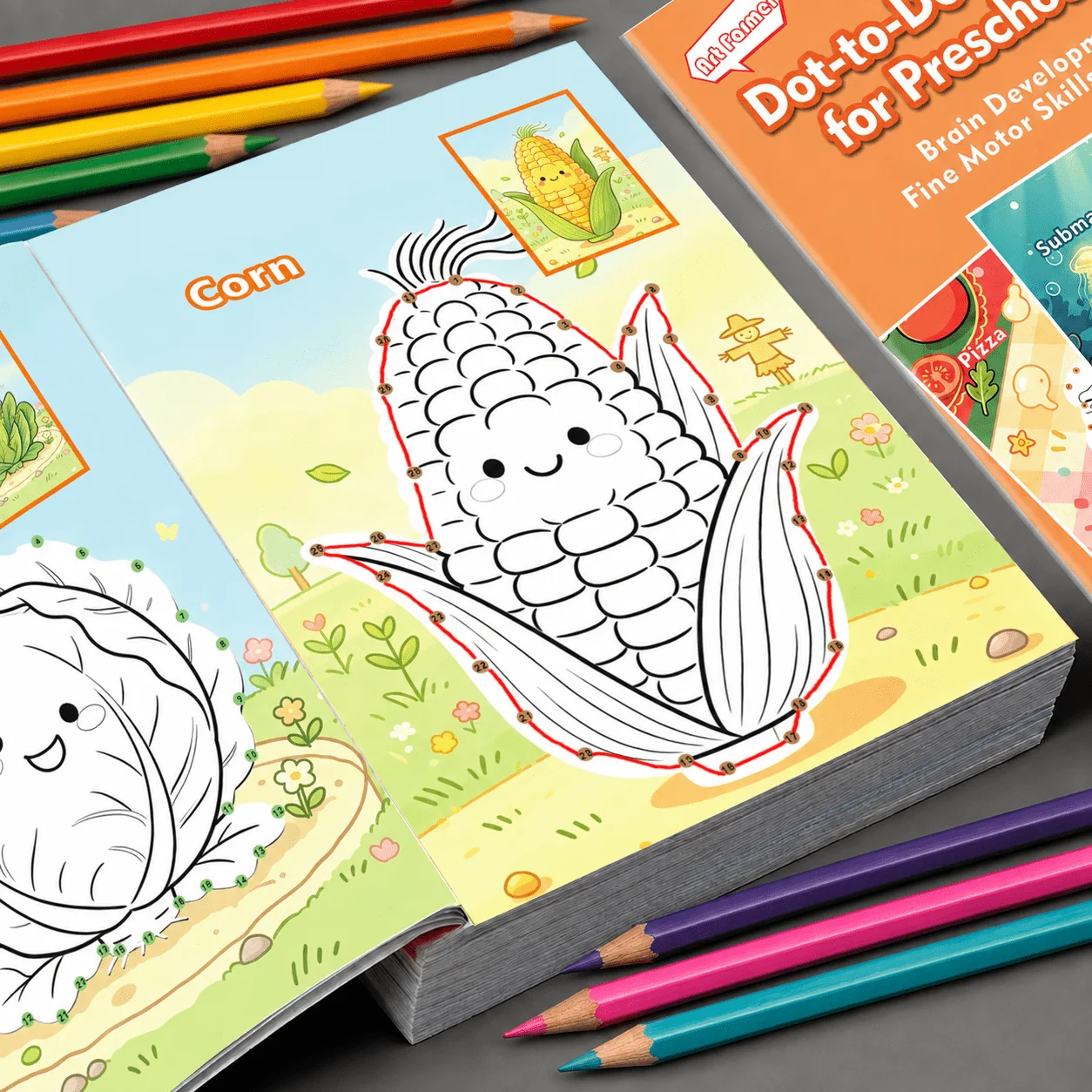 Preschool Dot‑to‑Dot Colouring Book 32 Pages Kids Connect The Dots Drawing Coloring Workbook Fine Motor Skills Early Learning