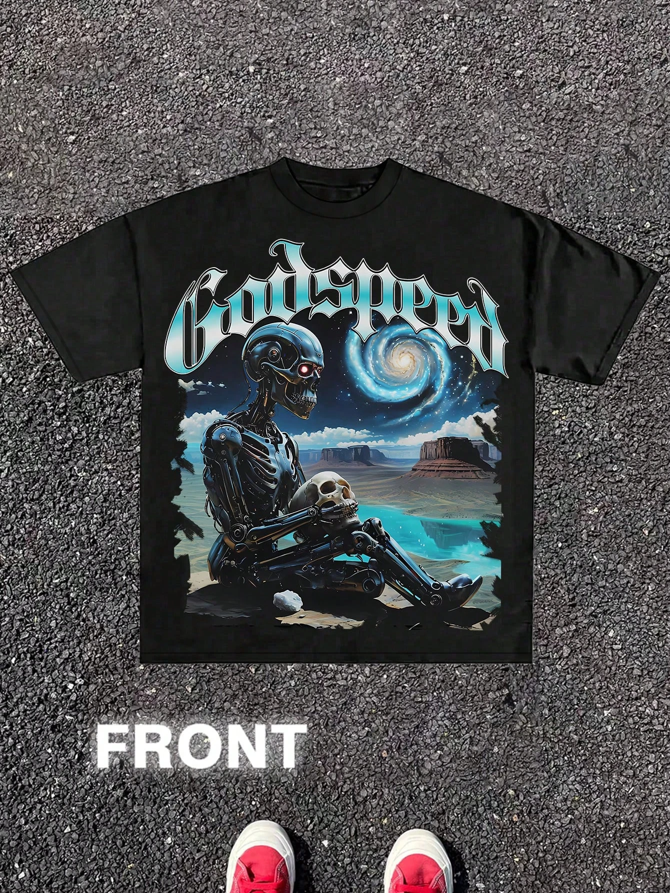 

GodSpeed Mechanical Skeleton Wild Street Style Мужская хлопковая повседневная футболка с круглым вырезом Универсальная унисекс Идеально подходит для отдыха