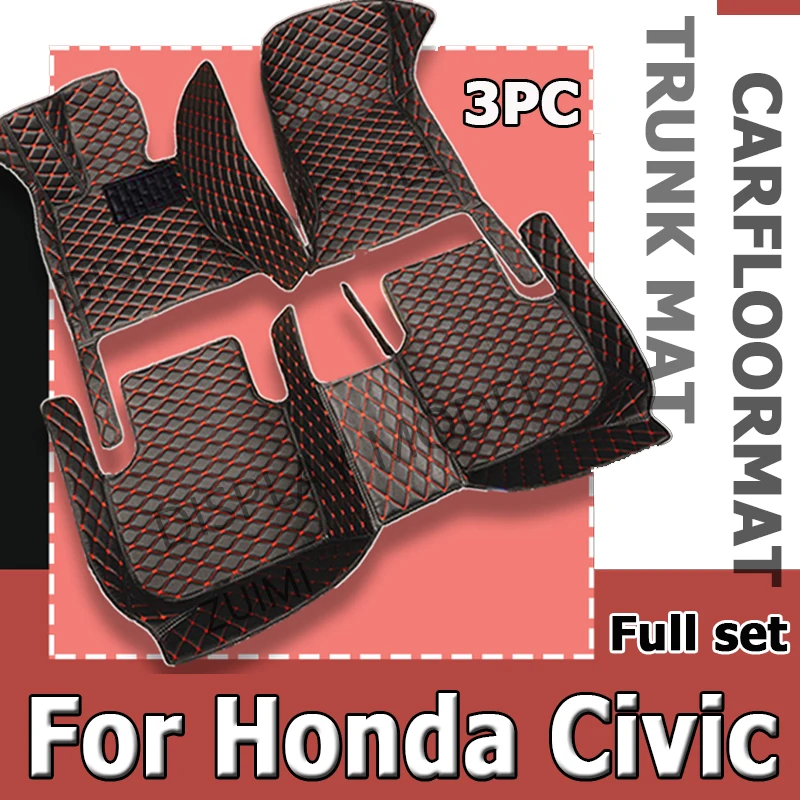 Custom Automotive Car Floor Mats For Honda Civic 8th gen 2006 2007 2008 Auto Luxury Leather Men Women Car Mats Full Coverage