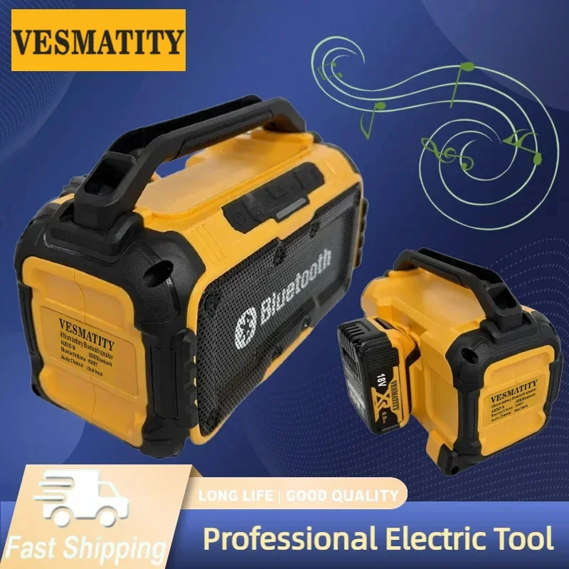 Portable Speaker Wireless Bluetooth-compatible Subwoofer Outdoor Site Waterproof Stereo SurroundFor Dewalt 18V 20V Battery Pin