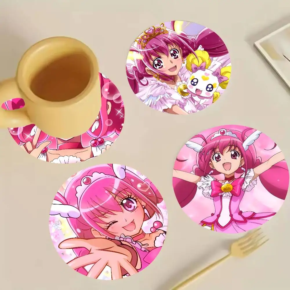 M-Miyuki Hoshizora C-Cure Happy Wooden Cup Mat Cappuccino Vodka Juice Water Coaster for Flower Shop
