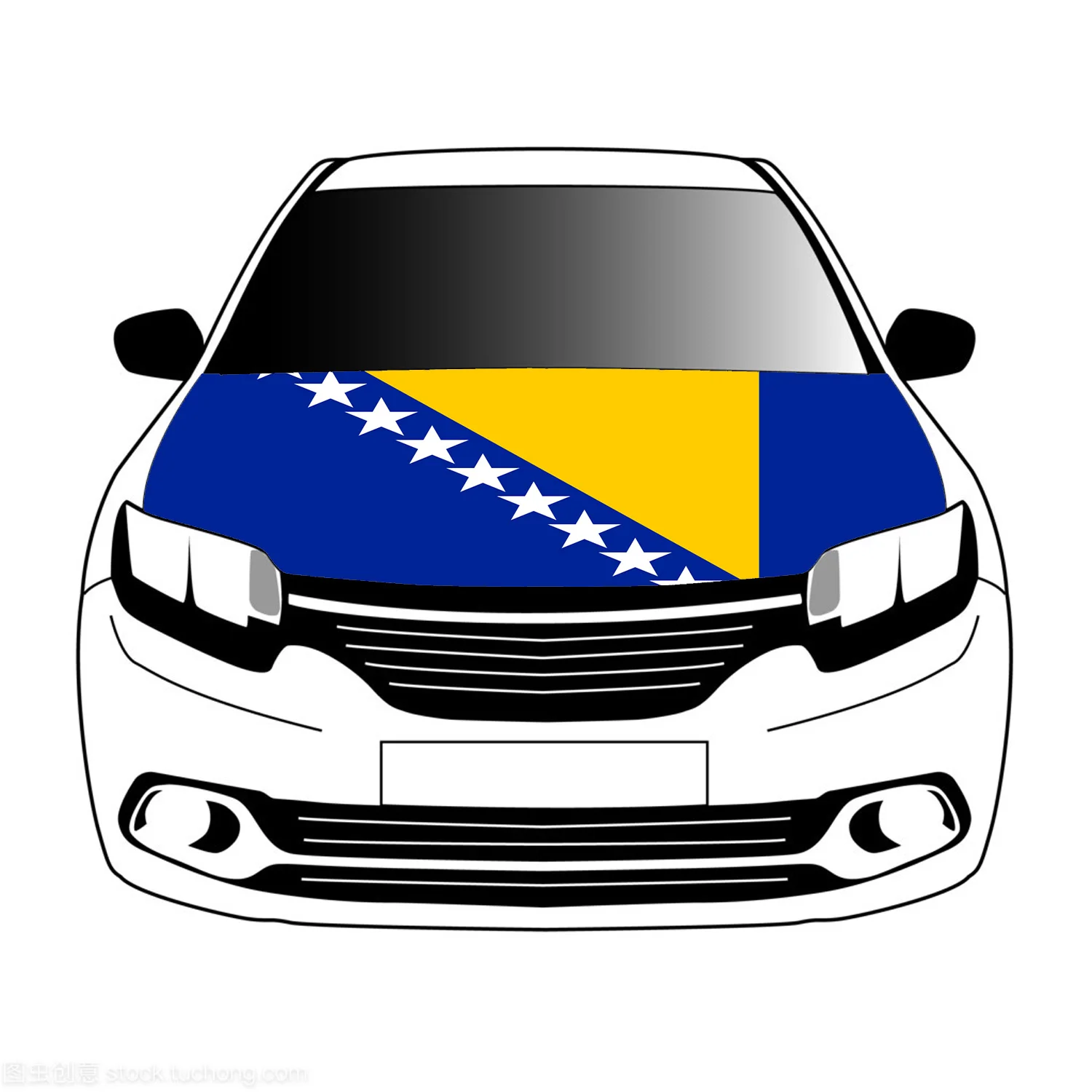 Flag of Bosnia and Herzegovina car Hood cover 3.3x5ft/5x7ft 100%polyester engine elastic fabrics can be washed