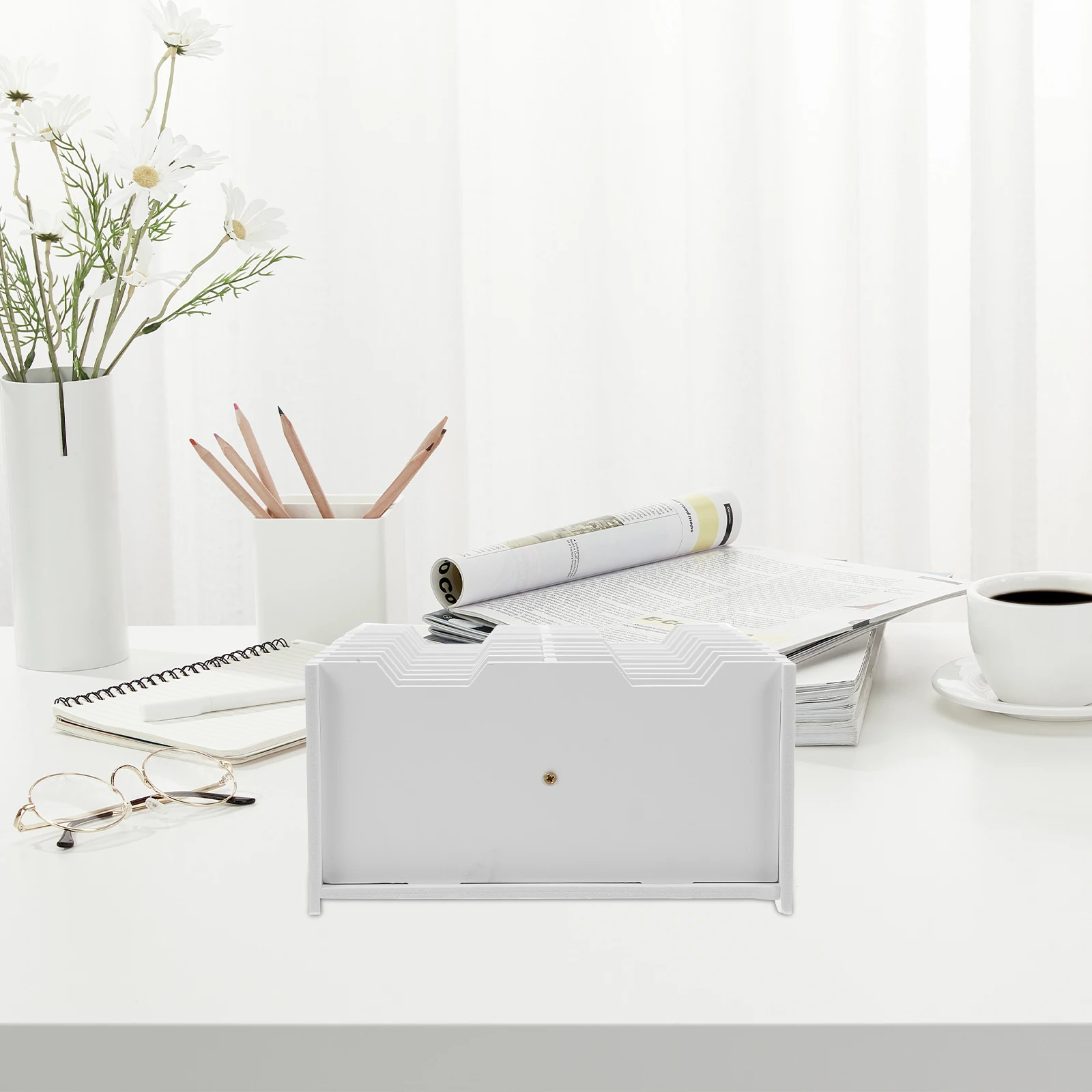 

Multifunctional Pvc Desktop Box Multiple Compartments Holder For Classroom Teachers Large Capacity Cell Phone Caddy