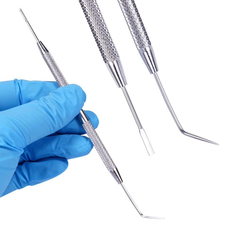 

Stainless Steel Oral Tooth Cleaning Tool Double Ends Probe Sickle Flat Scraper Portable Teeth Pick Spatula Tartar Scaler