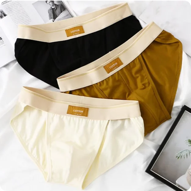 Solid color men's underwear loose men's triangle pants cotton minimalist trendy men's plus size triangle pants