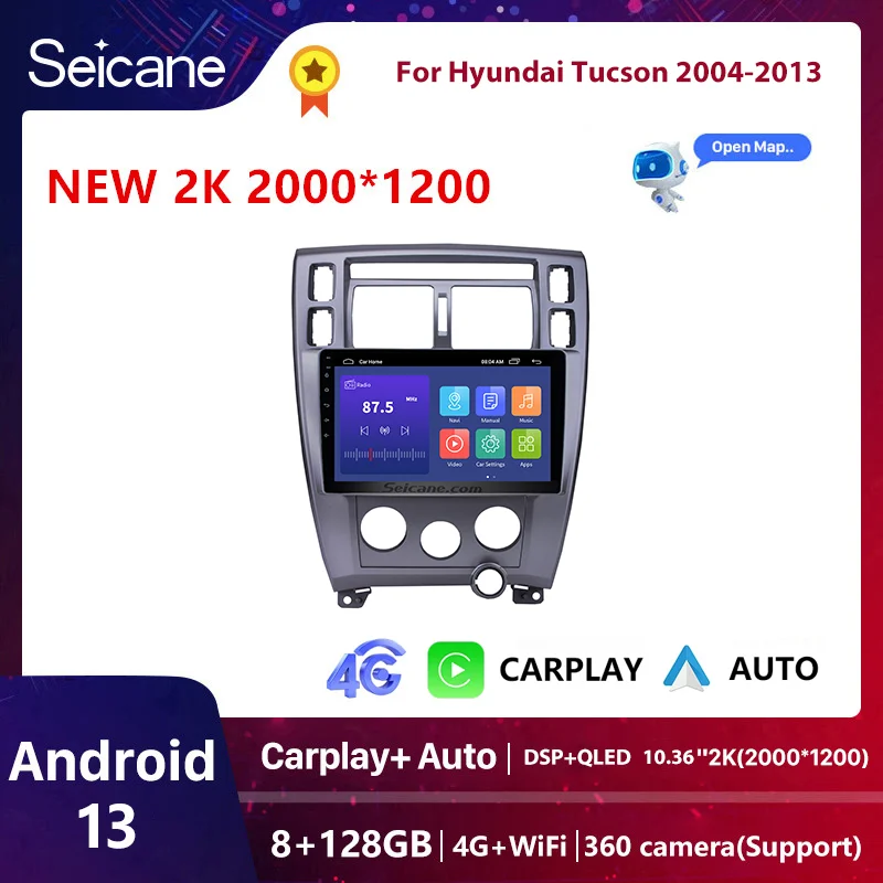 

Seicane Car Android Stereo Player For Hyundai Tucson 2004 2005 2006 2007-2013 2din Radio Multimedia GPS wirelss Carplay Auto