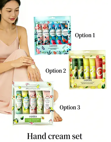 Conjunto de Creme para Mãos SADOER 5pcs Hidratante para Mãos Secas, Tamanho Viagem, Conjunto de Loção para Nutrir e Reparar Mãos Secas e Rachadas