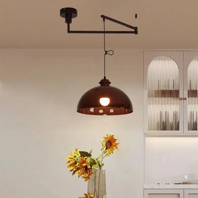 Modern Nordic Swing Arm LED Pendant Light For Dining Room Living Room Kitchen Restaurant E27 Acrylic