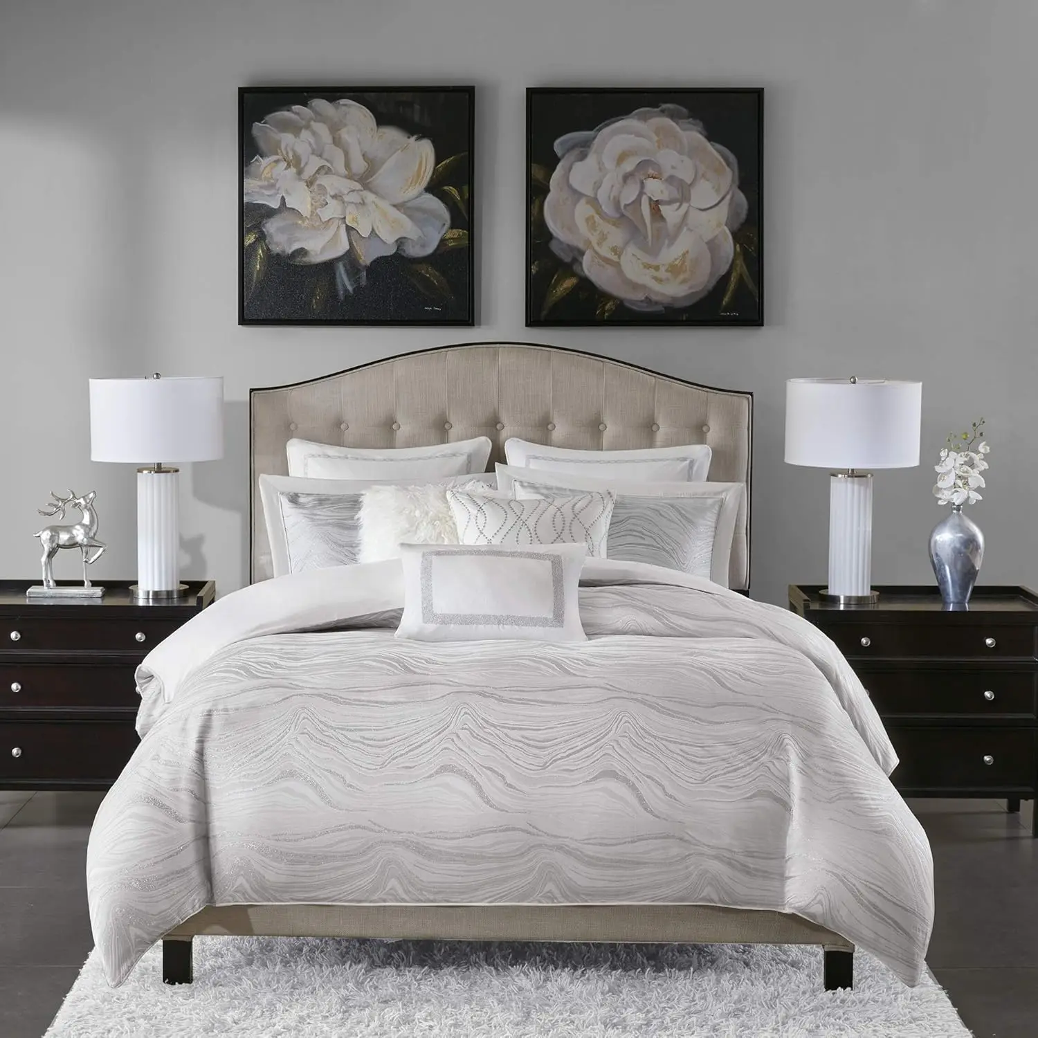 Madison Park Signature Hollywood Glam Cozy Comforter Set - All Season Bedding Combo Filled Insert And Removable Duvet Cover,