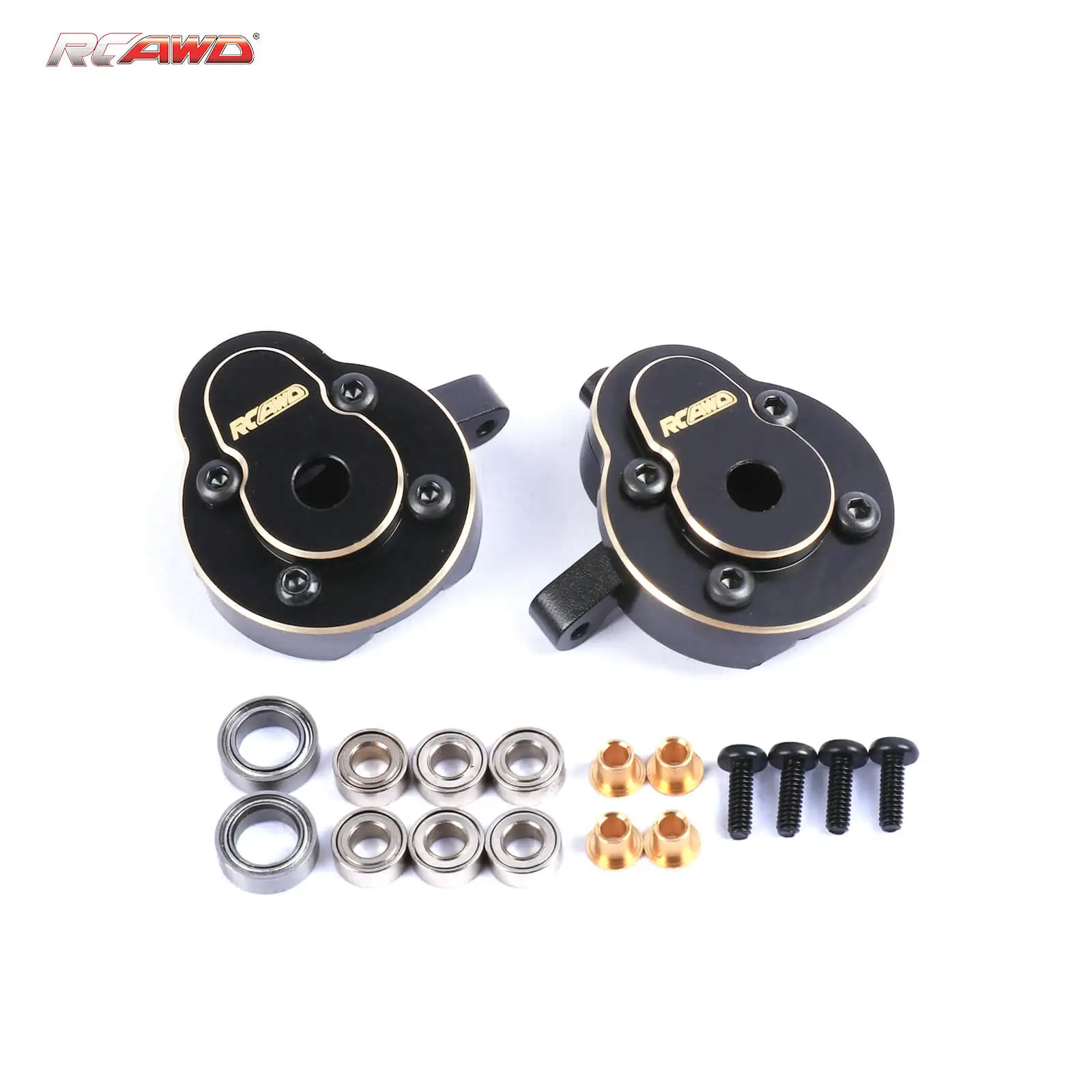 RCAWD Front Portal Axle Steering Knuckles Caster Blocks & Brass Counterweight for Hobby Plus 1/18 CR18P Rock Van Upgrades Parts