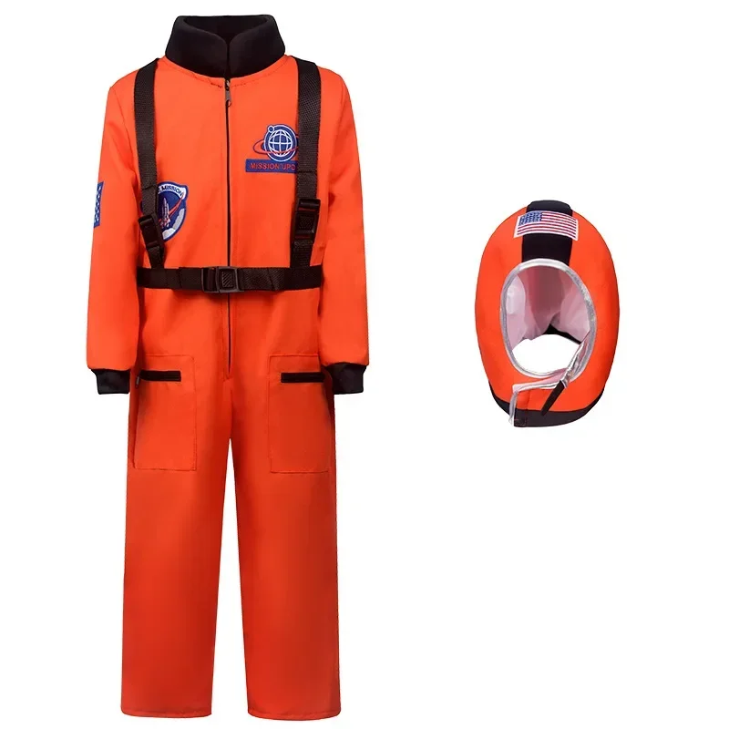 2025 Disfraz de Halloween de Cosplay Spaceman pour Enfants, Combinaison con Casque Space, Naranja y Blanc, Garçons et Bol