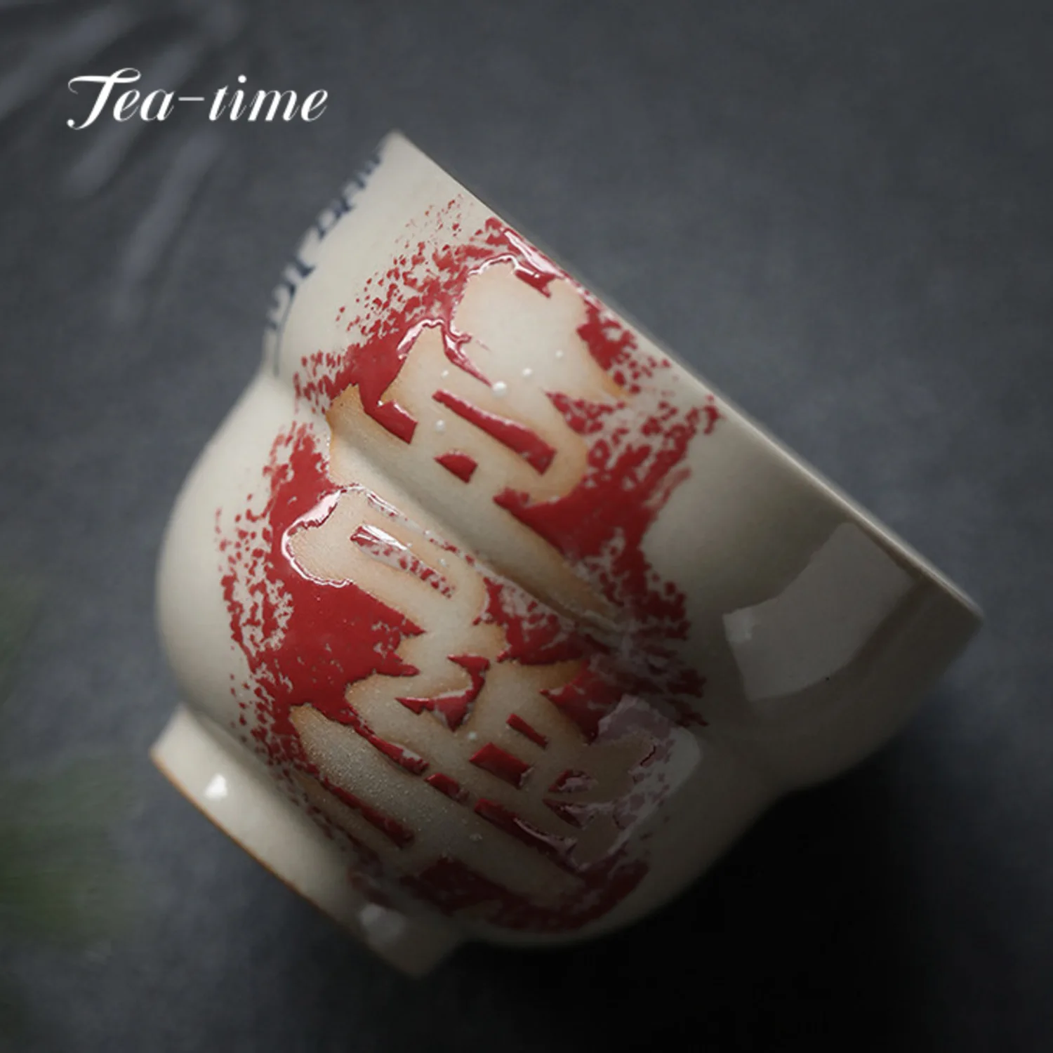 60ml Pure Hand-painted Plant Ash Gourd Cup Rubbing Joy Prayer Cup Chinese Tea Cup Master Cup Small Gourd Tea Bowl Tea Items