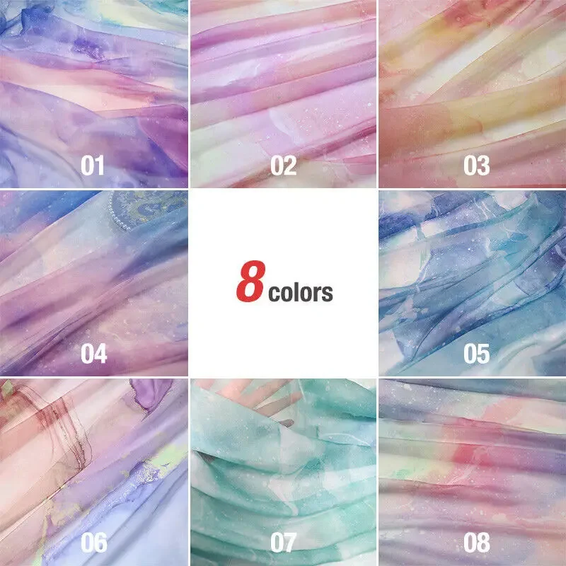 150X100Cm Gradient Chiffon Fabric Diy Rainbow Starry Dream Costume Sewing Craft Dress Supplies Polyester Silk Material