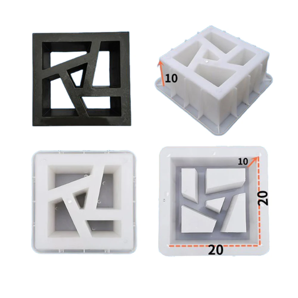 Hollow Brick Plastic Double Hole Cement Mold 20*20*10cm Decorative Wall Slope Protection Building Partition Art Hollow Brick