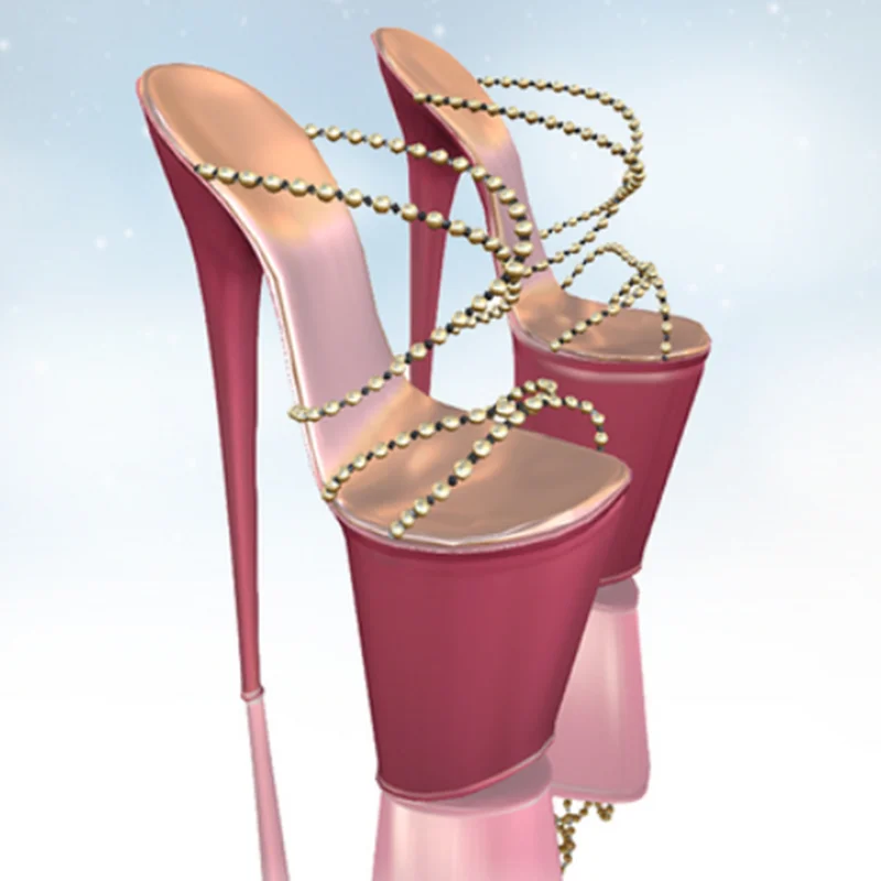 

Red Crystal Slip On Platform Sandals Peep Toe Thin High Heel Sexy Fashion Summer Casual Big Size Woman Shoes Zapatillas Mujer