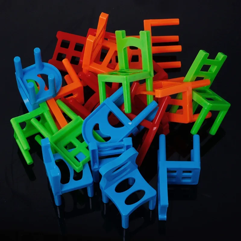 16 ~ 18 pçs/caixa equilíbrio empilhamento cadeira brinquedo plástico mini cadeira bloco brinquedos pai-filho brinquedos interativos educativos