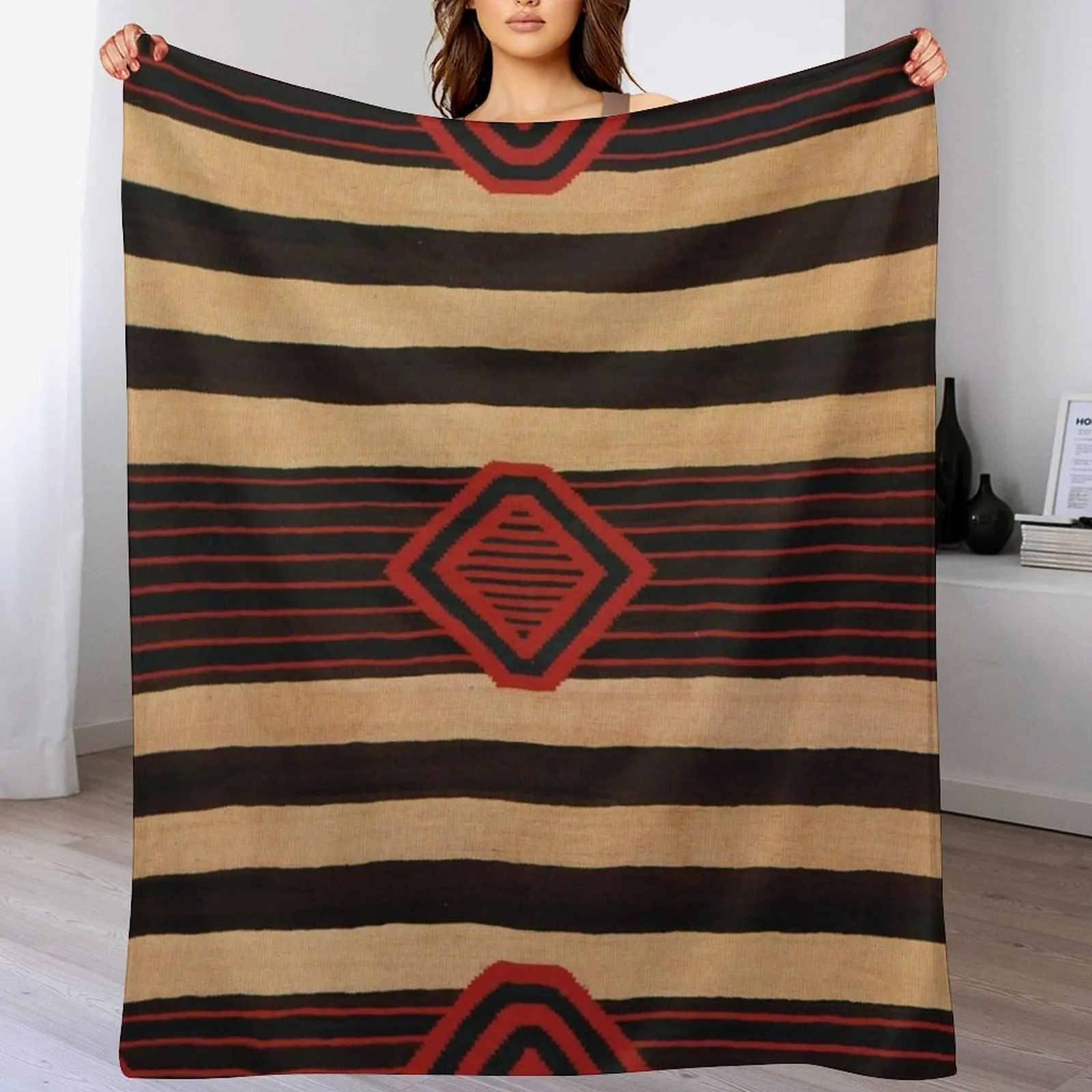 

Navajo Textile / Native American Weaving pattern 13 Throw Blanket Stylish Decor Blanket Gift for Friends Roommate