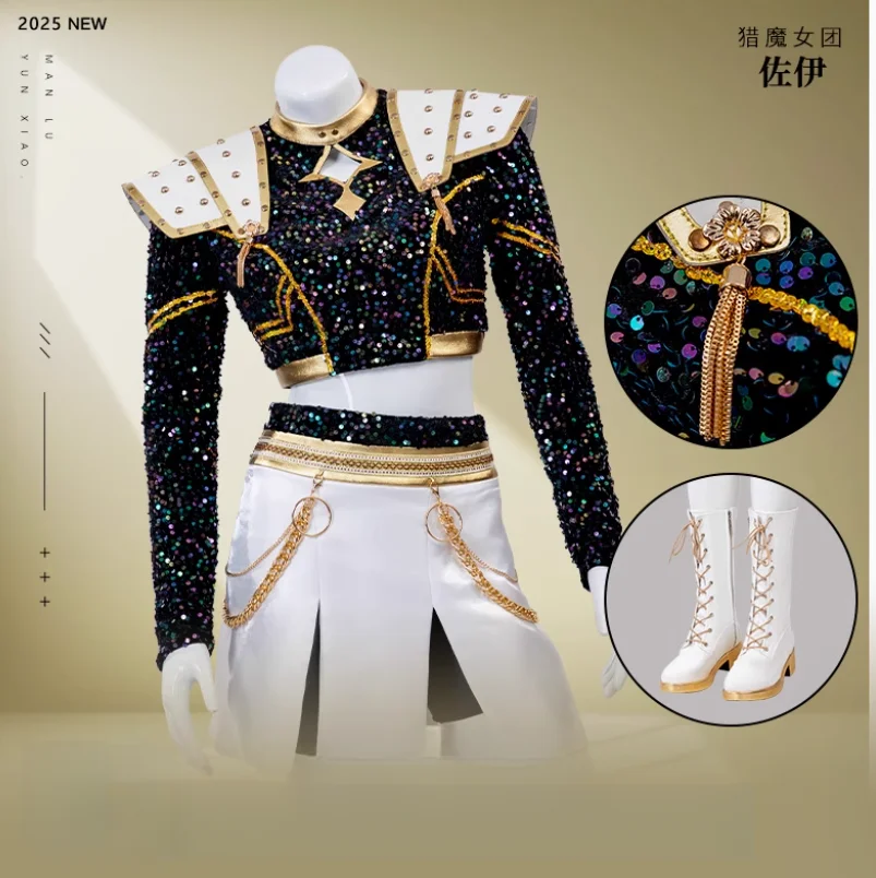 

Новый карнавальный костюм KPop Demon Hunters HUNTR/X Zoey, платье, куртка, аксессуары для шеи, жилет, полный комплект новой модной униформы на Хэллоуин