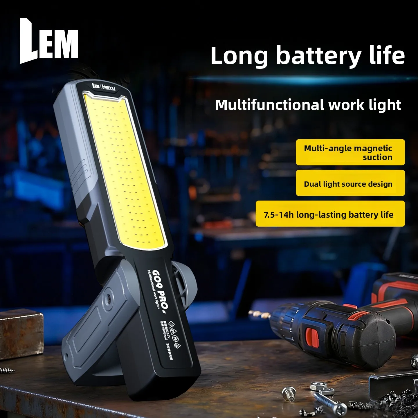 

Work Light Auto Repair Light Strong Light Super Bright Magnetic Suction Car Repair Special Rechargeable Lithium Battery Lighting