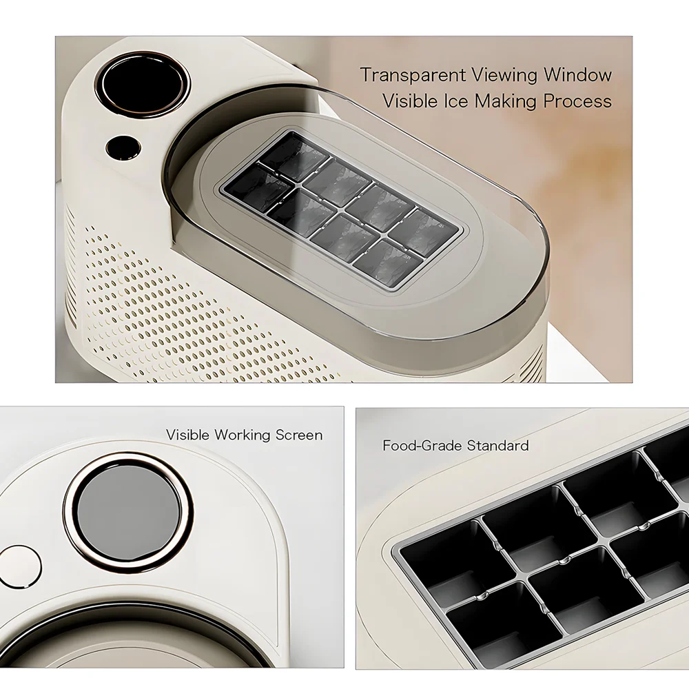 Desktop Mini Ice Maker Convenient Ice Maker Home Dormitory Office Camping Car Carrying Cube Ice Automatic Ice Boxes