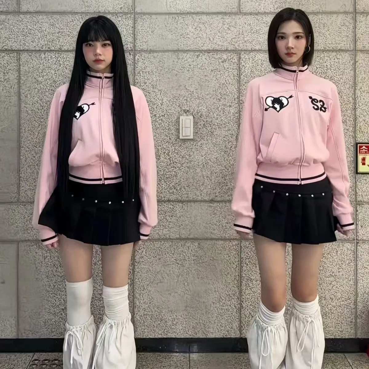 Hearts2Hearts Dance Performance Sweatshirt Top Bonnae Girl Embroidery Short Jacket Short Skirt Women's Ethnic Stage Costume