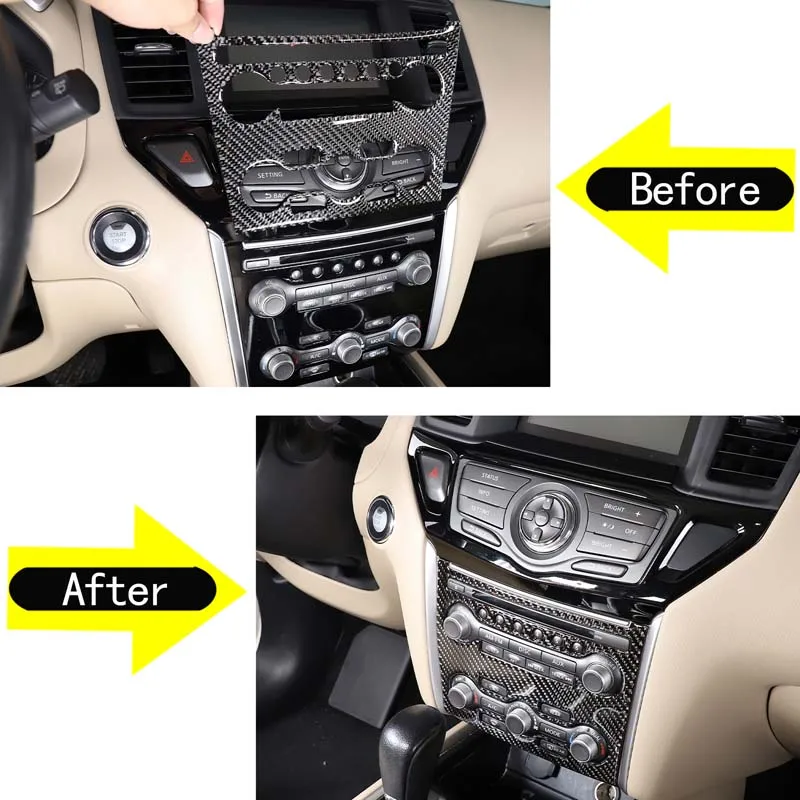 For 2013-2018 Nissan Pathfinder soft carbon fiber car air conditioner switch panel decoration sticker car protection accessories