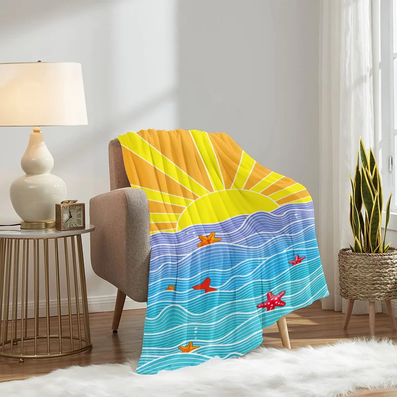 1pc Starfish Pattern Fleece Blanket, Lightweight Soft Throw, Gift Blanket for Family And Friends. Mother'S Day, Father'S Day Gif