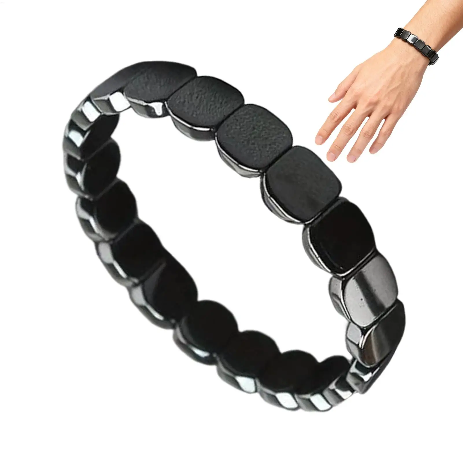 HematitBracelet Everyday Wear Fashionable Natural Hematit Stone Bracelet Wrist Decor Positive Energy Jewelry Chain For Men