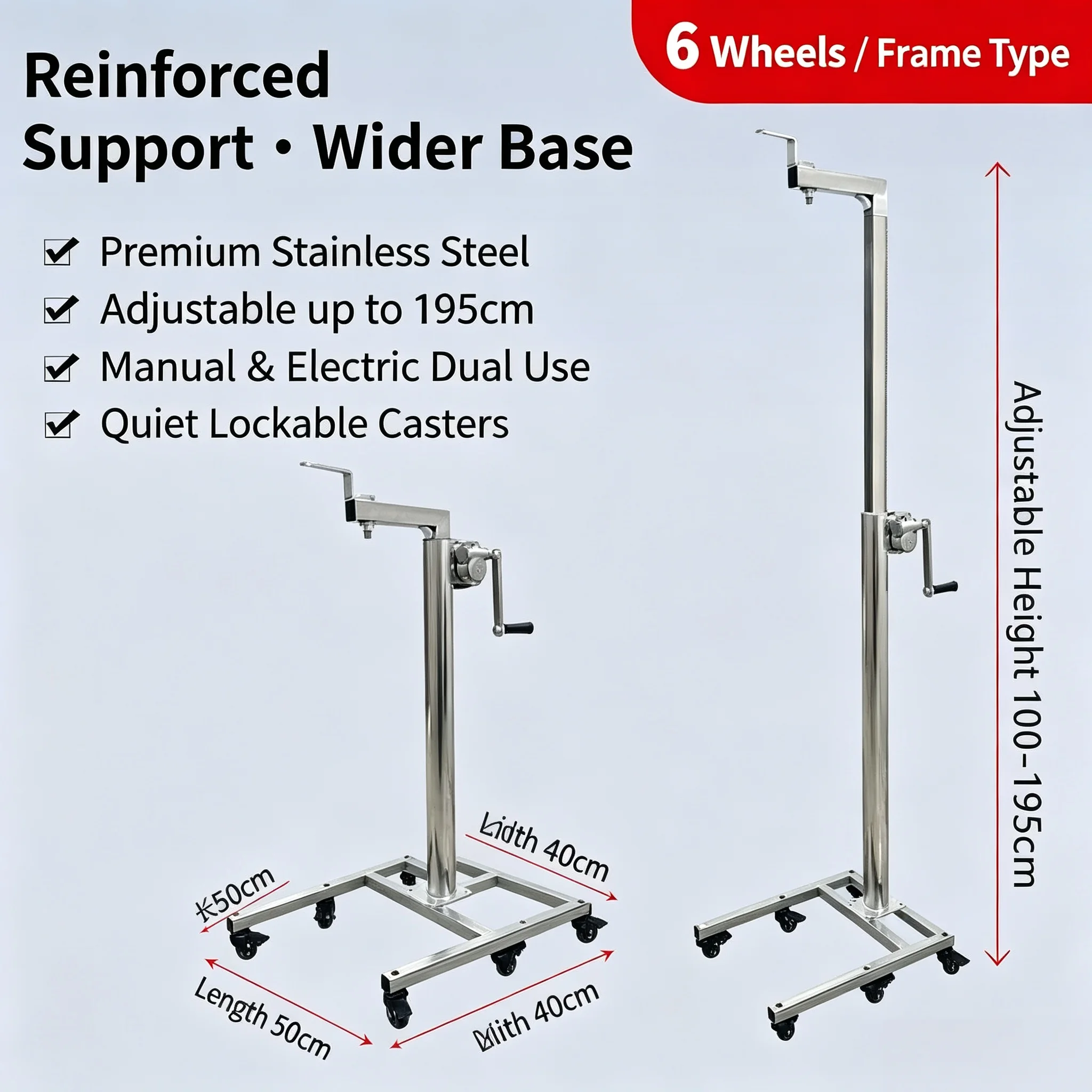 Heavy Duty Movable Support Stand Adjustable Height Lifting Platform With 6 Wheels For Doll Figure Model Display