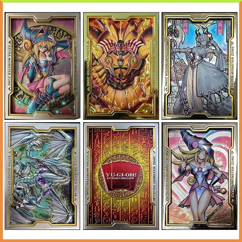 Anime Yu-Gi-Oh DIY ACG Tabletop Games Laser Metal Collection Card Stardust Dragon Black Magician Girl Toys for boy Birthday Gift