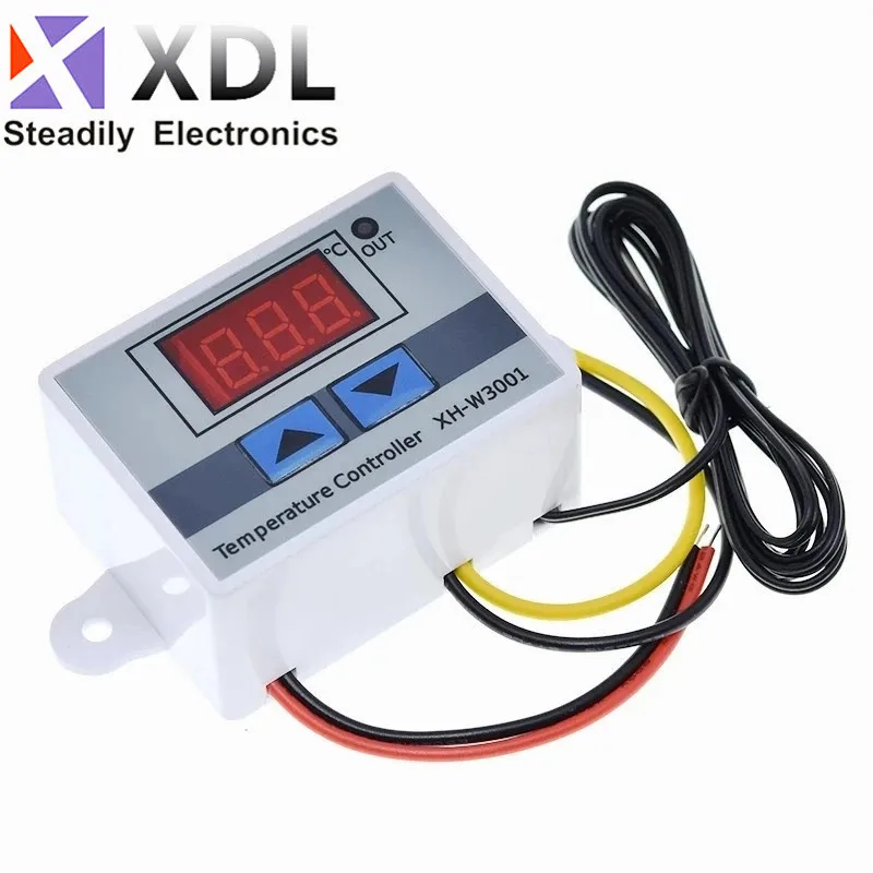 10A 12V 24V 220VAC Digital LED Temperature Controller XH-W3001 For Incubator Cooling Heating Switch Thermostat NTC Sensor