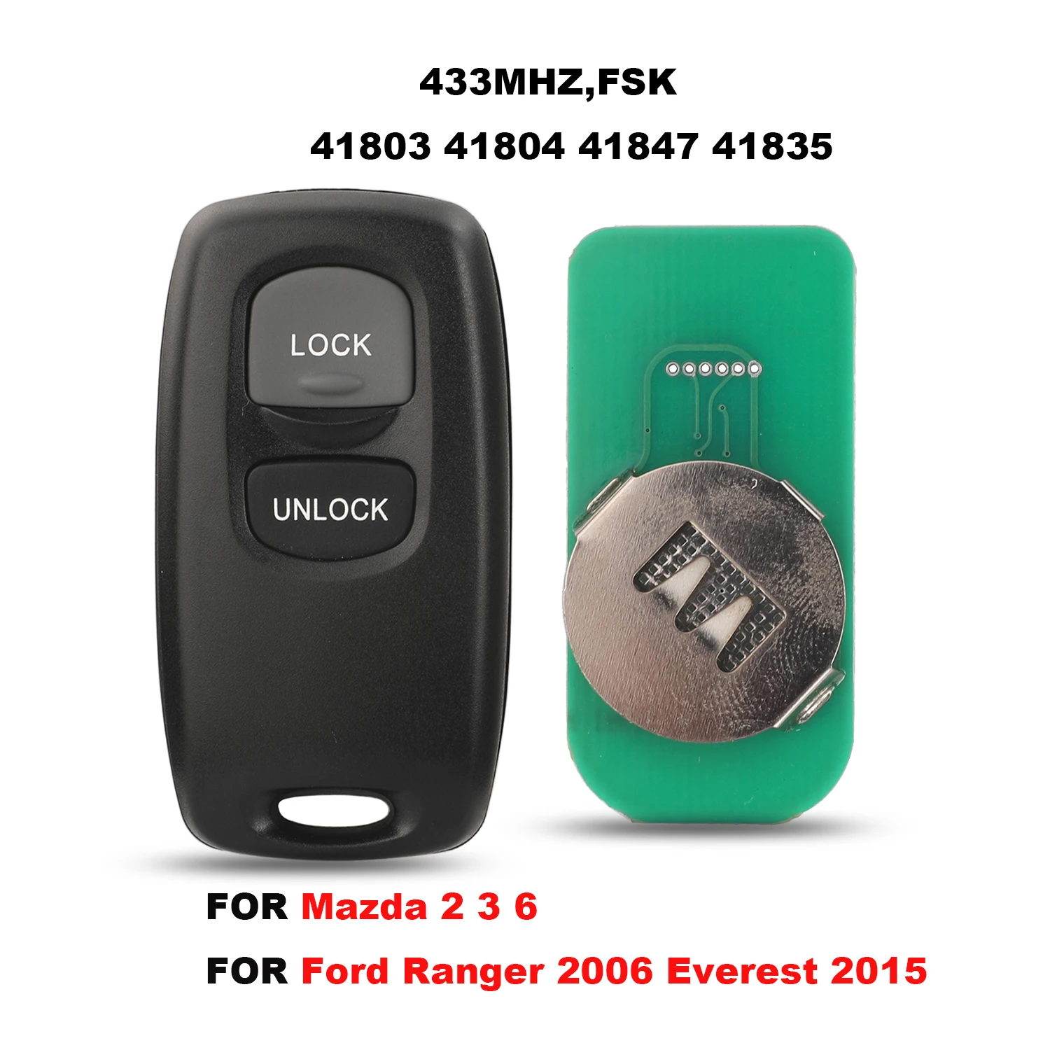 

jingyuqin Remote Car Key 433MHZ FSK For Mazda M6 2 3 6 Series 2003-2010 Ford Ranger Everest 41803 41804 41847 41835 Control
