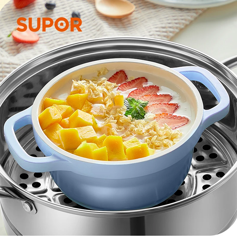 Enamel Cast Iron Pot 24cm Non-stick Cookware For Kitchen Braised Cooking Pot Round Double Ear Stew Pot Household Multifunctional