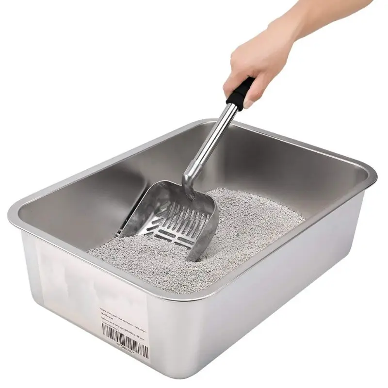 

Съемный металлический совок для кошачьих туалетов, глубокая лопатка, сито с длинной ручкой и поролоновой подкладкой