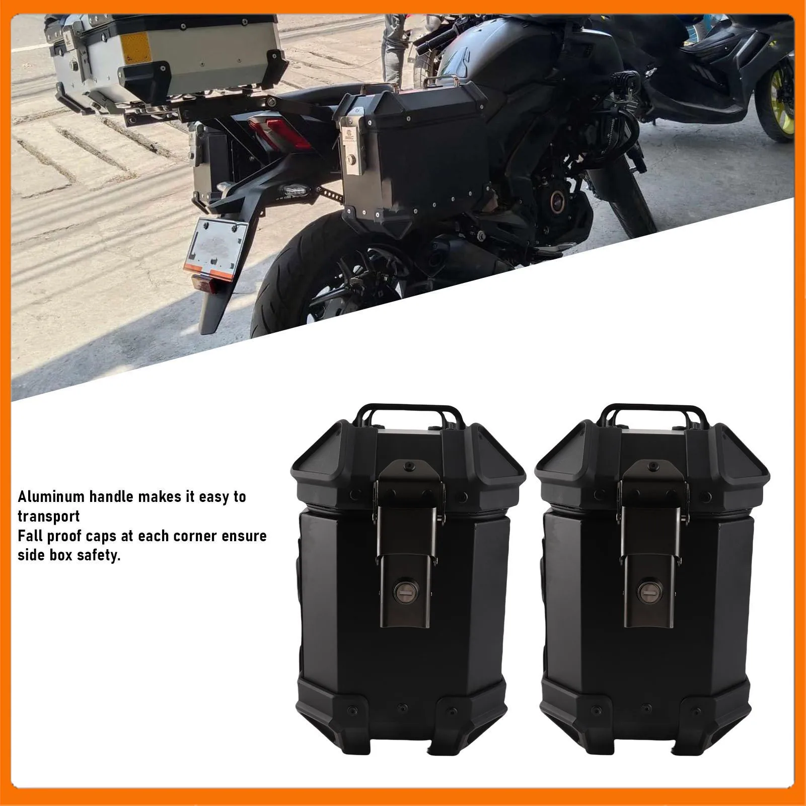 

Side Luggage Carrier Case Motorcycle Side Storage Luggage Box Left Right Aluminum Alloy Fit Quick Release for Helmet Luggage