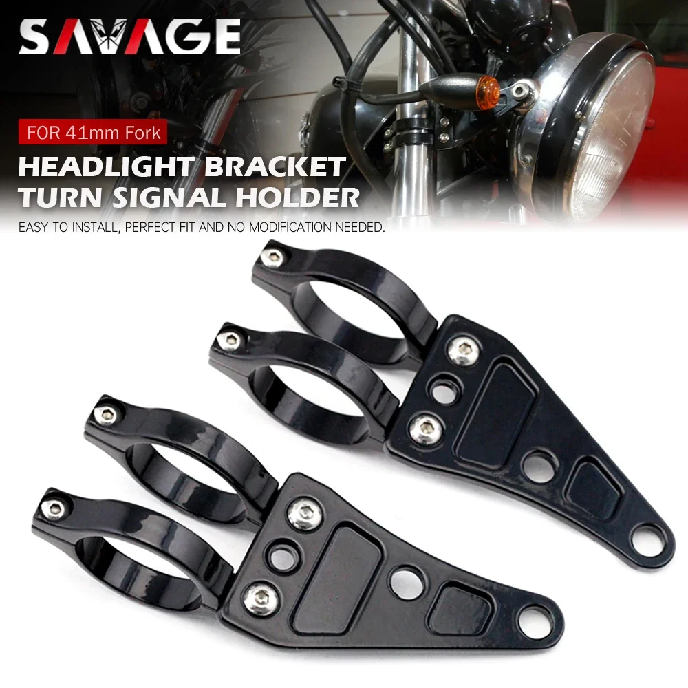 For 41mm Fork Motorcycle Headlight Mount Bracket Clamp Head Lamp Support Turn Signal Light Holder Chopper Cafe Racer Accessories