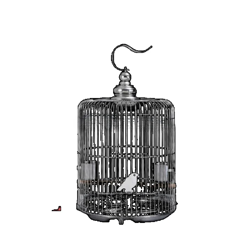 

Portable Carrier Bird Cages Round Stainless Steel Decoration Bath Bird Cages Park Breeding Cage Birds Supplies