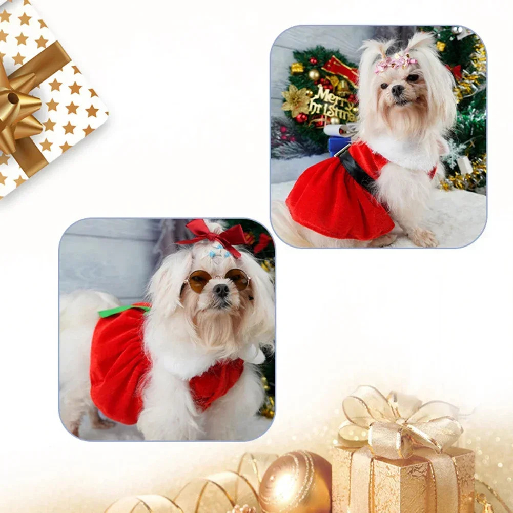 Santa Claus Suit For Dogs Dog Cat Christmas Costume Funny Pet Cosplay Clothes Gold Velvet Fabric Dog Costume Suit Puppy Decor