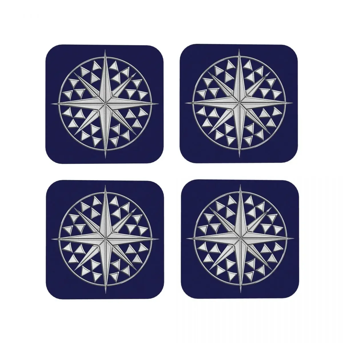 Chrome Style Nautical Compass Star Coasters Coffee Mats Set of 4 Placemats Cup Tableware Decoration & Accessories Pads for Home