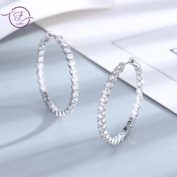 39mm S925 Silver Big Circle Hoop Earrings For Women Fashion Wedding Fine Jewelry C Hoop Earring