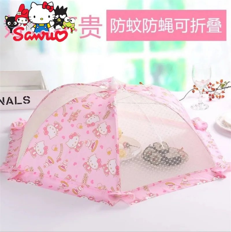 

Sanrio Melody Kuromi Hello Kitty Cinnamoroll Pochacco Meal Cover Mesh Folding Table Cover Food Insect Vegetable Cover Umbrella