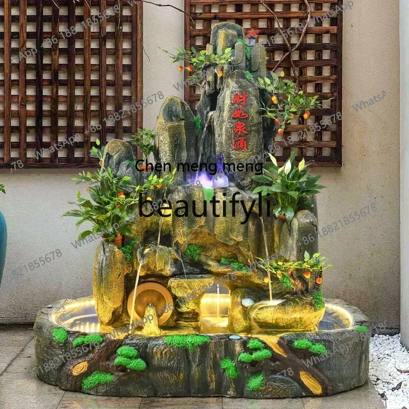 D178   Large courtyard rockery garden feng shui fish pond living room office decoration ornament water feature