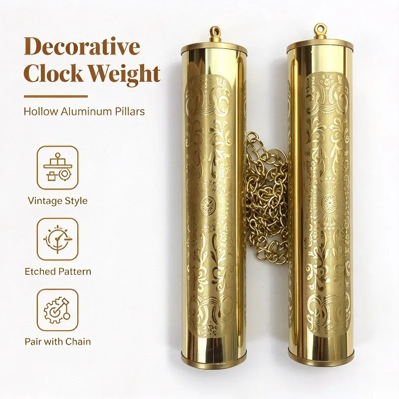 Hollow Aluminum Clock Weight, Decorative Pendulum Weight Accessories for Vintage Floor & Table Mechanical Clock