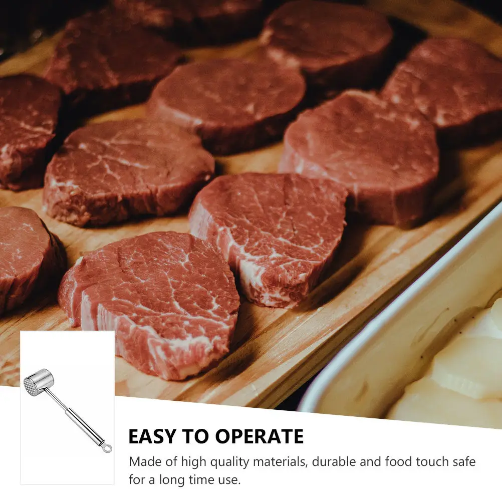 Stainless Steel Meat Tenderizer Hammer Dual-Sided Professional Kitchen Mallet for Steak Beef Pork Chicken Cooking Home