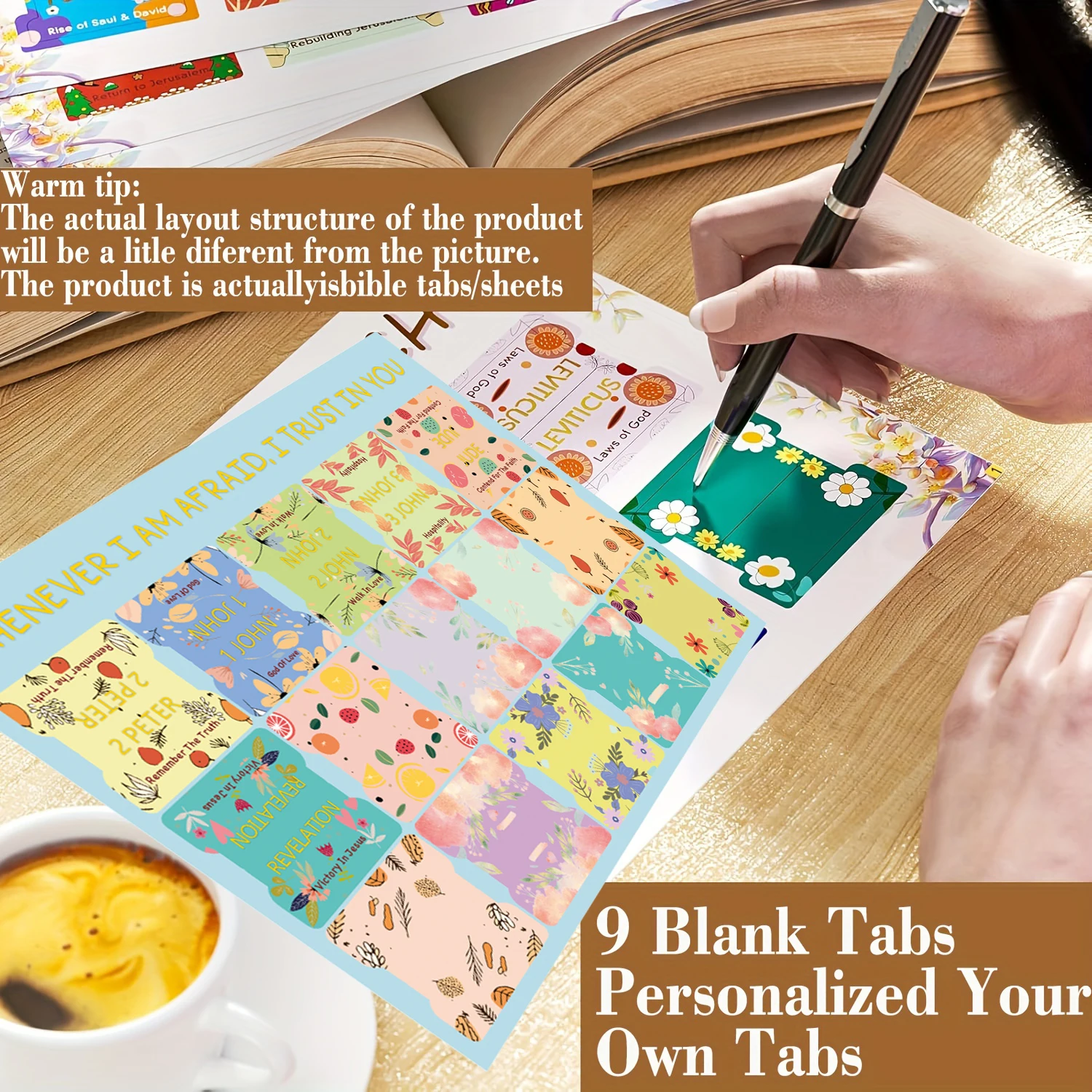 Bible Tabs,Cute Bible Tabs with Soul Nourishing Book Summaries,Bible Book Name+Bible inspirational book summary phrase for Bible