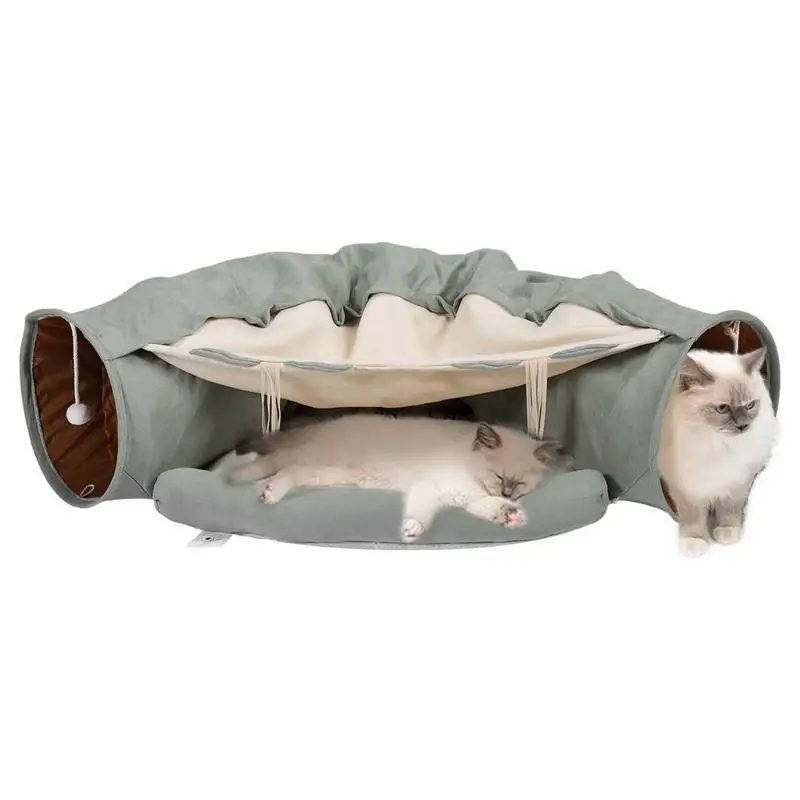 

Cat Tunnel Bed Soft Plush Cat Cave And Interactive Tunnel Foldable Pet Toy MultiFunctional Playground For Cat Kiten Pet Supplies